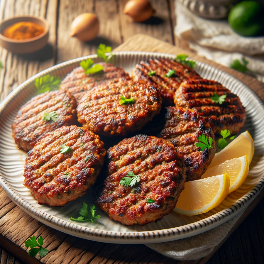 image of chapli kabab on kitchen table