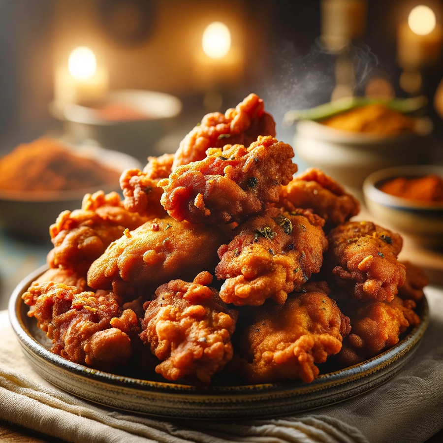 image of chicken pakora recipe on kitchen table