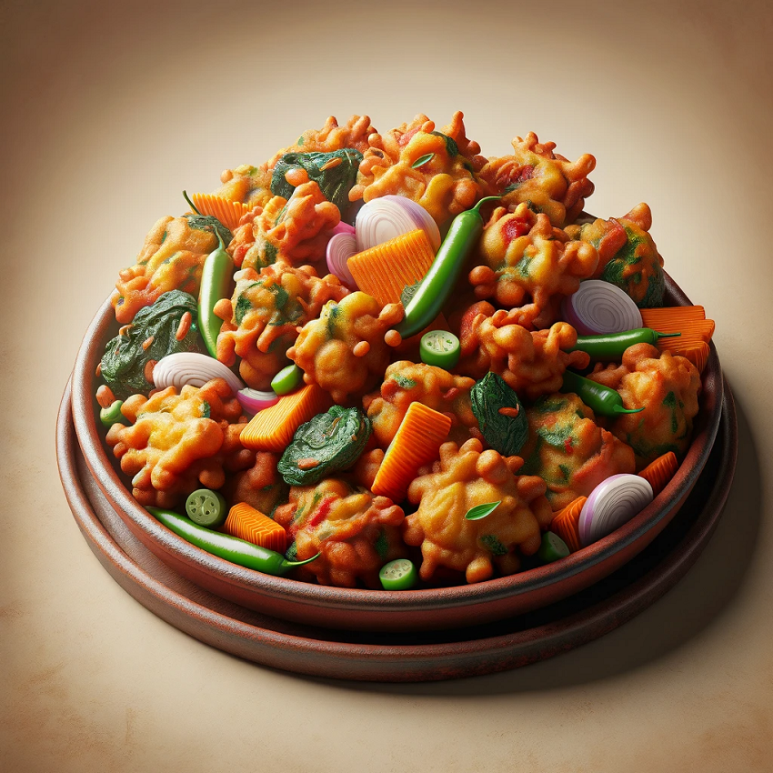 image of mixed vegetable pakora recipe on kitchen table