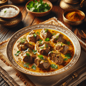 image of mutton korma ready to be served