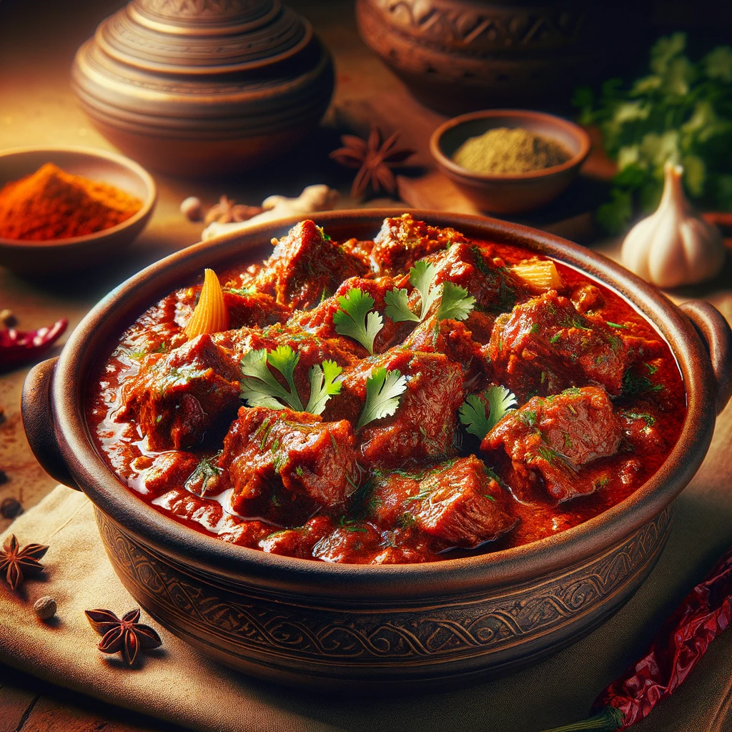 image of bhuna gosht masala recipe on kitchen table