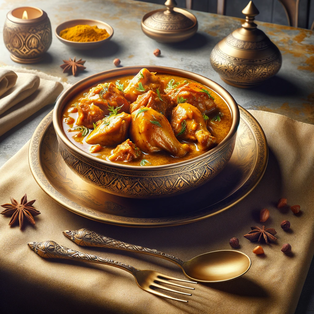 image of chicken salan recipe on kitchen table