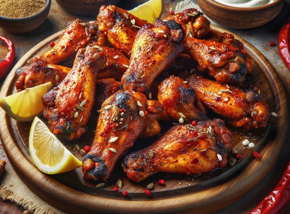 image of BBQ chicken wings recipe on kitchen table