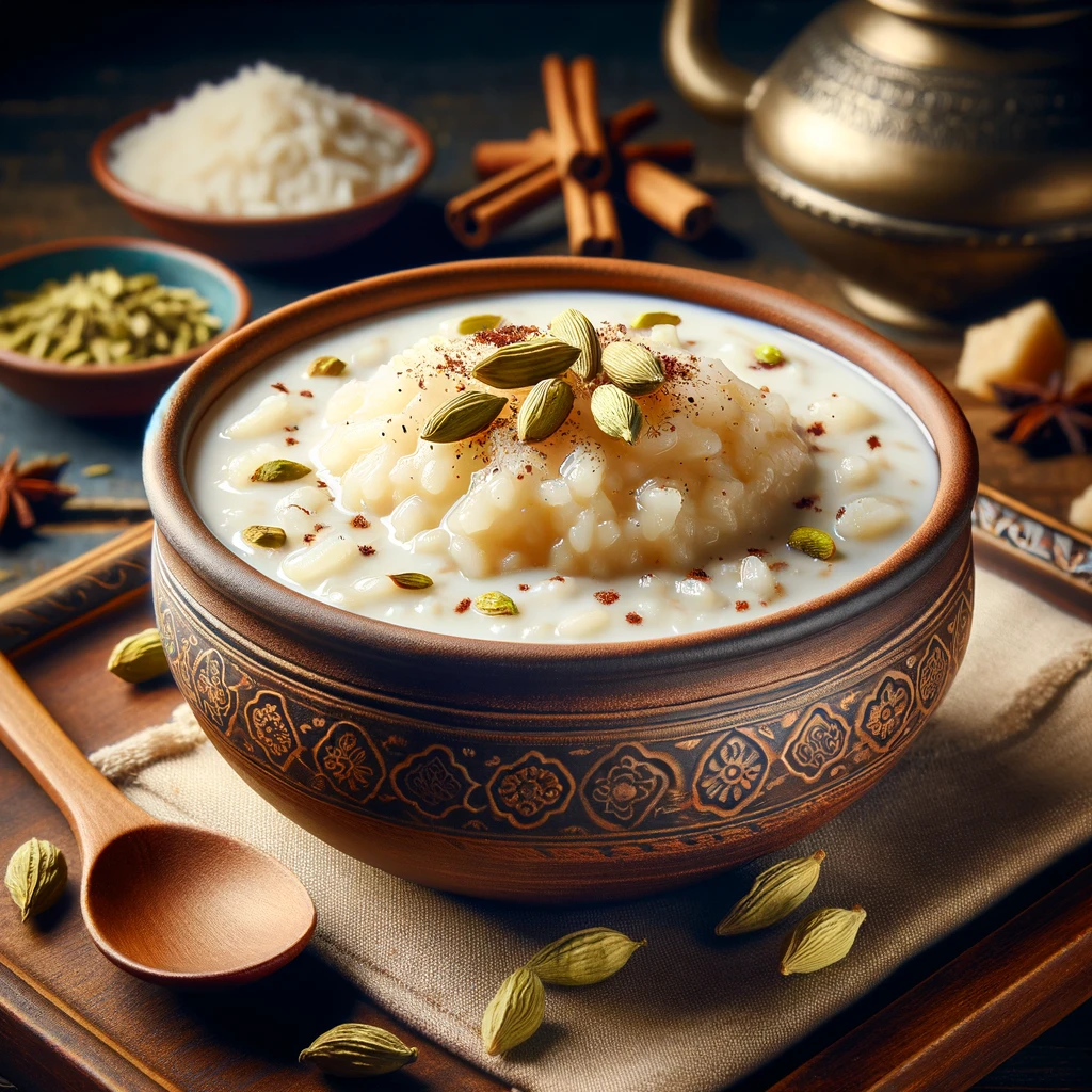 image of rice kheer recipe on kitchen table