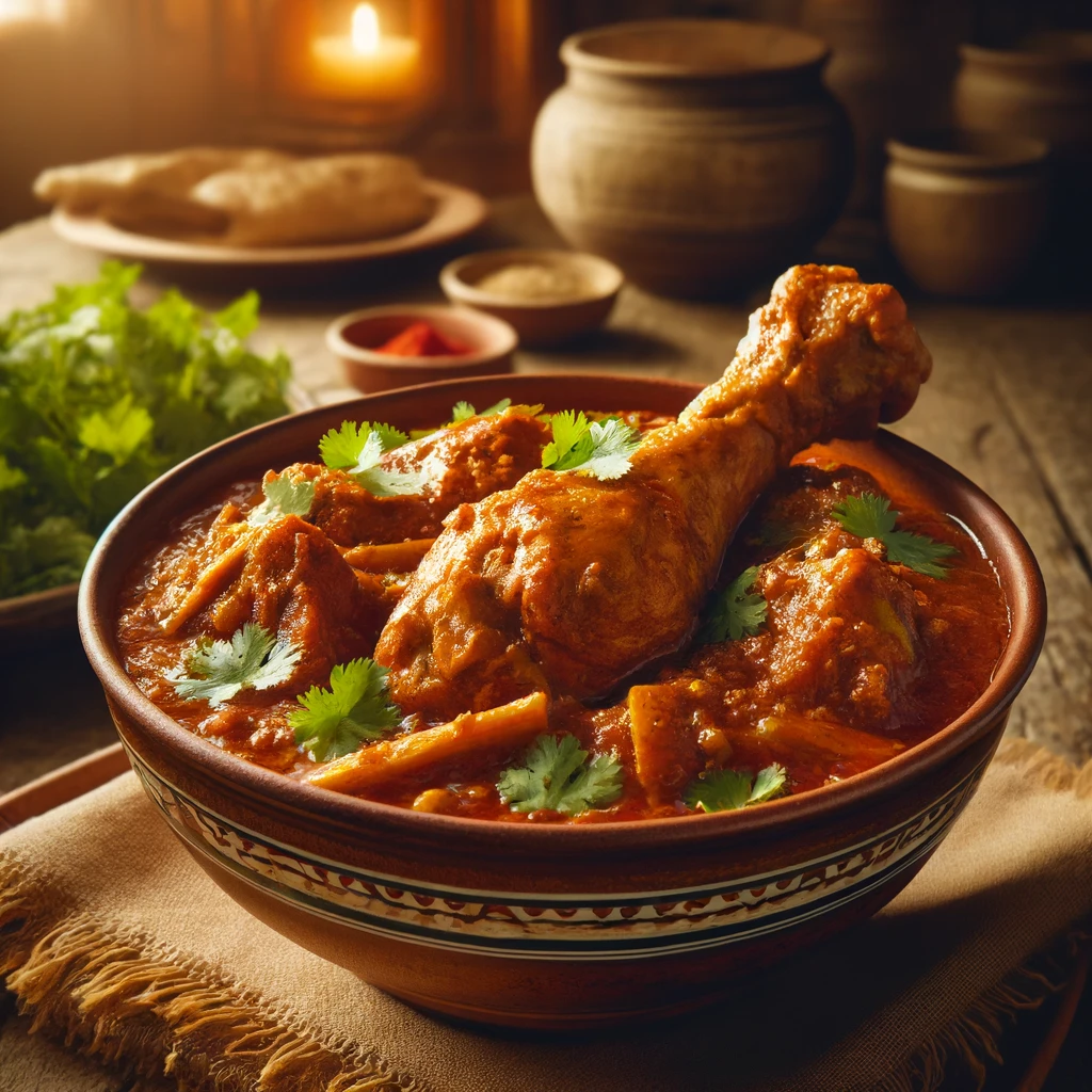 image of desi murgh curry recipe on kitchen table