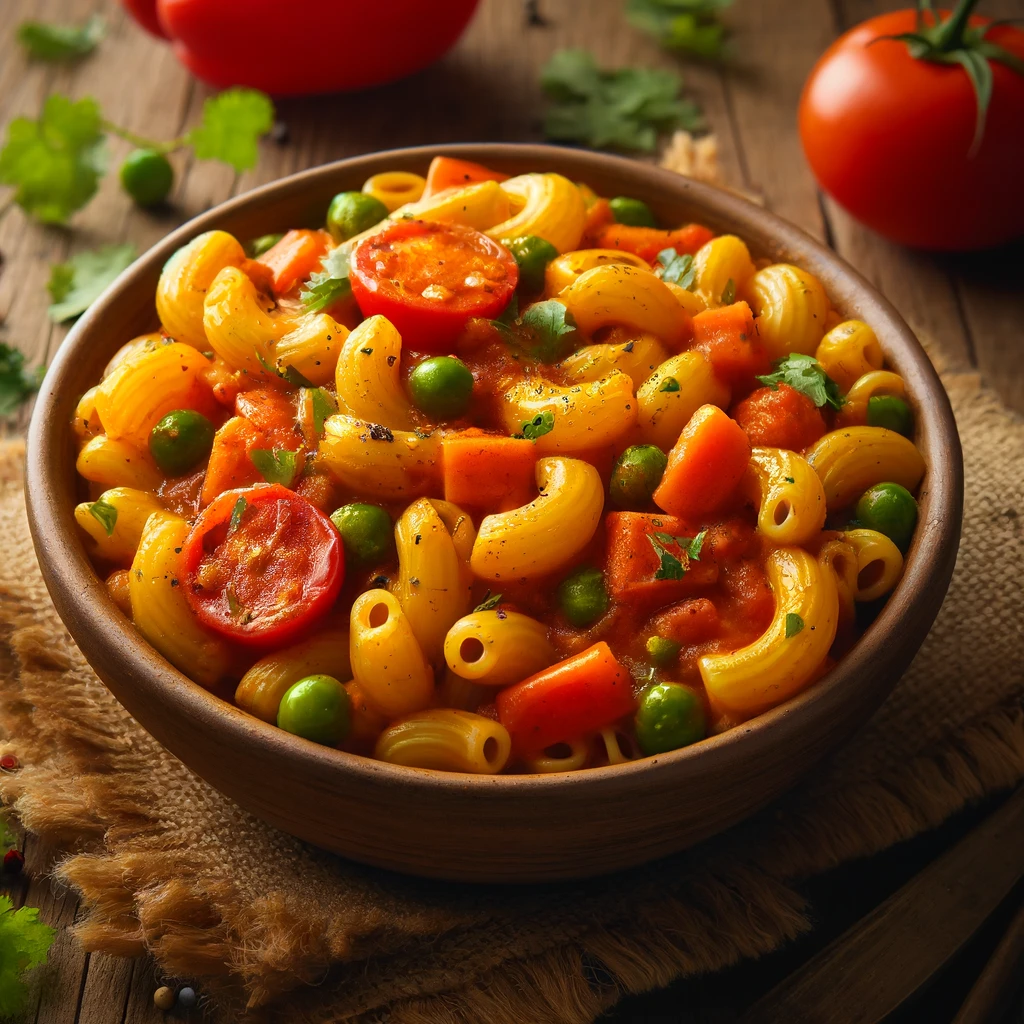 image of masala macaroni recipe on kitchen table