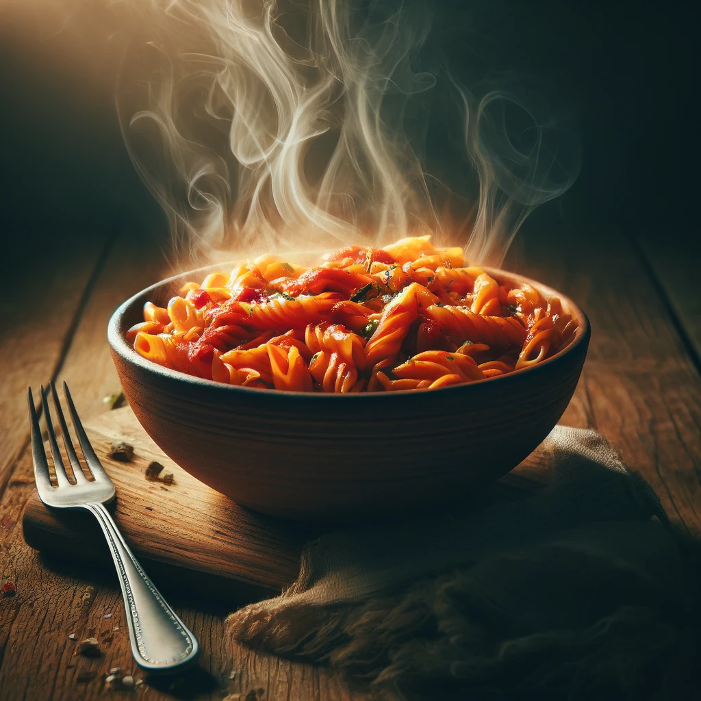 image of red hot pasta recipe ready to be served